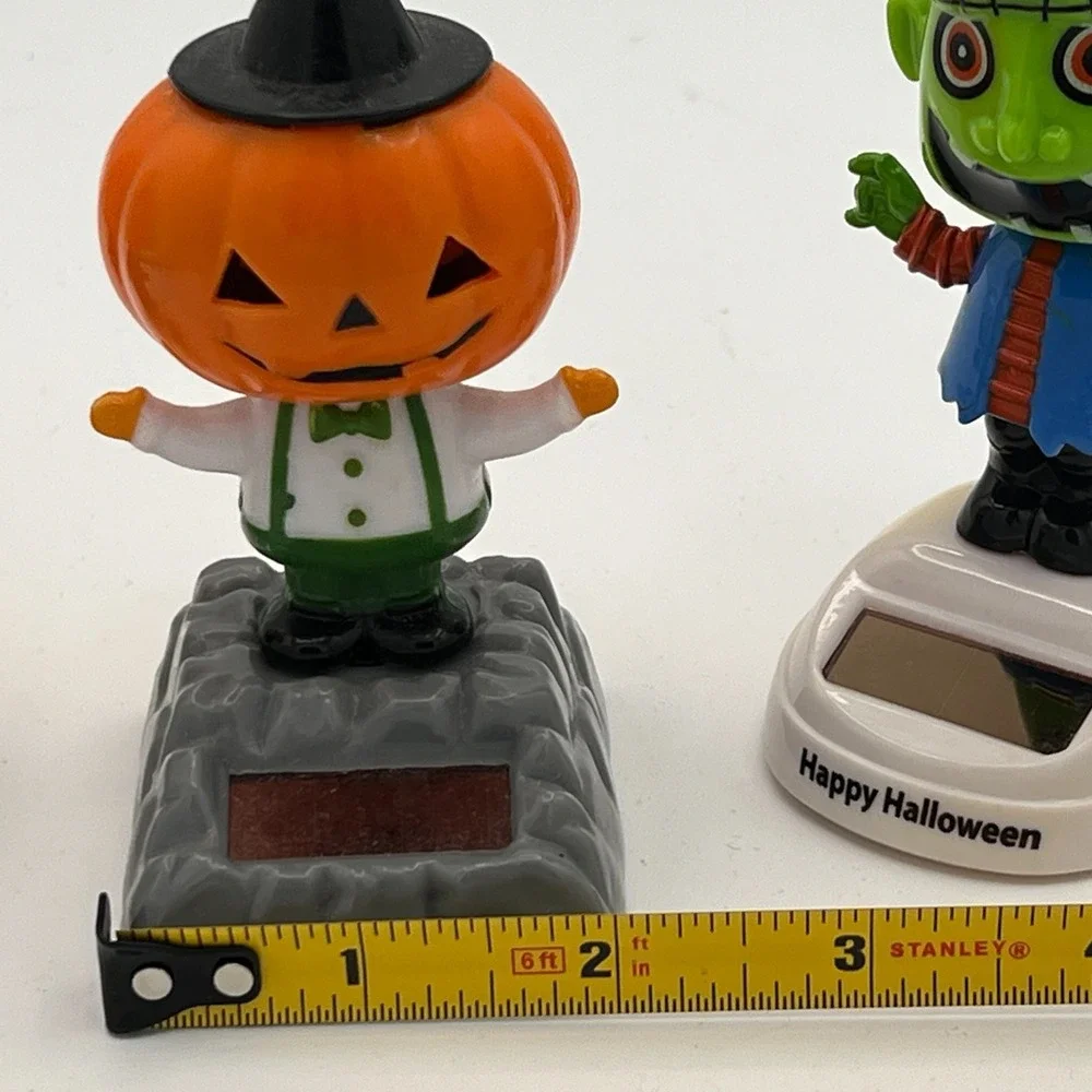 Halloween Lot Of 3 Solar Wigglers Dancing Pumpkin, Frankenstein, Jack O‎ Lantern